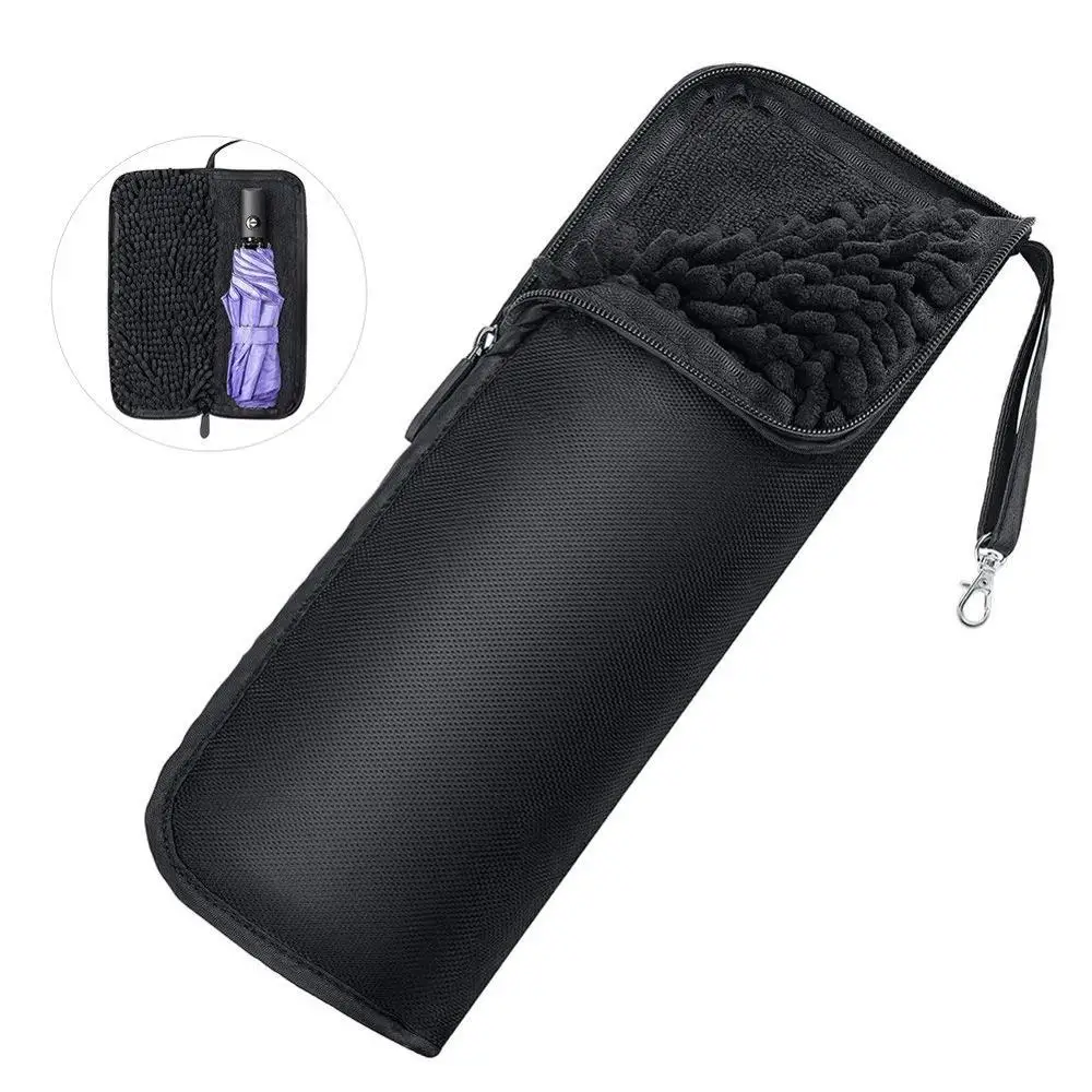 New Design 210T Fabric 3 Fold Travel Umbrella with Water Absorbent Umbrella Bag Rubberized Handle Black Coated Metal Shaft