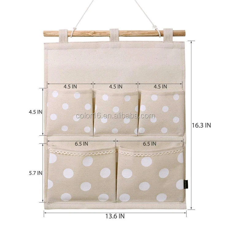 Linen Cotton Fabric Wall Door Cloth tool hanging storage bag organizer