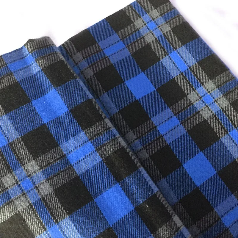 100% Cotton twill yarn dyed checks both side brushed soft plaid flannel shirting fabric