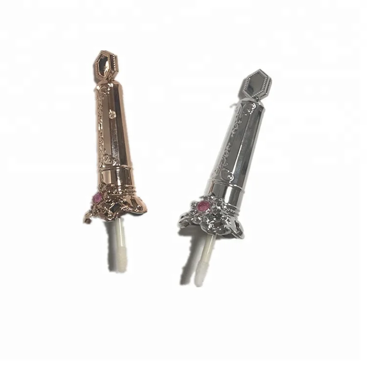 Wholesales silver gold unique polish bottles / 5ml lipgloss tube packaging / DIY lip glaze tube with crown cap for cosmetics