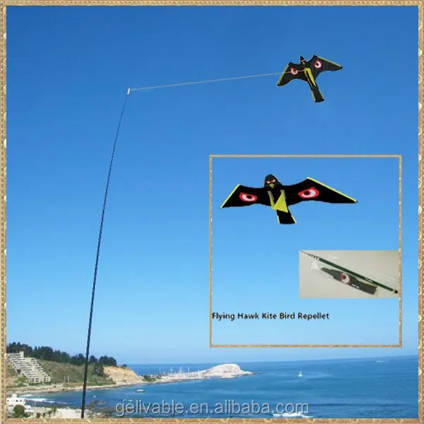 Black nylon owl hawk kite scare birds from the kite factory