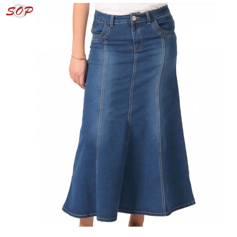 New design indian lady wholesale long denim skirts