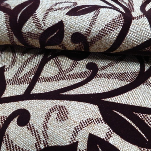 Custom digital printed 100% polyester linen look fabric