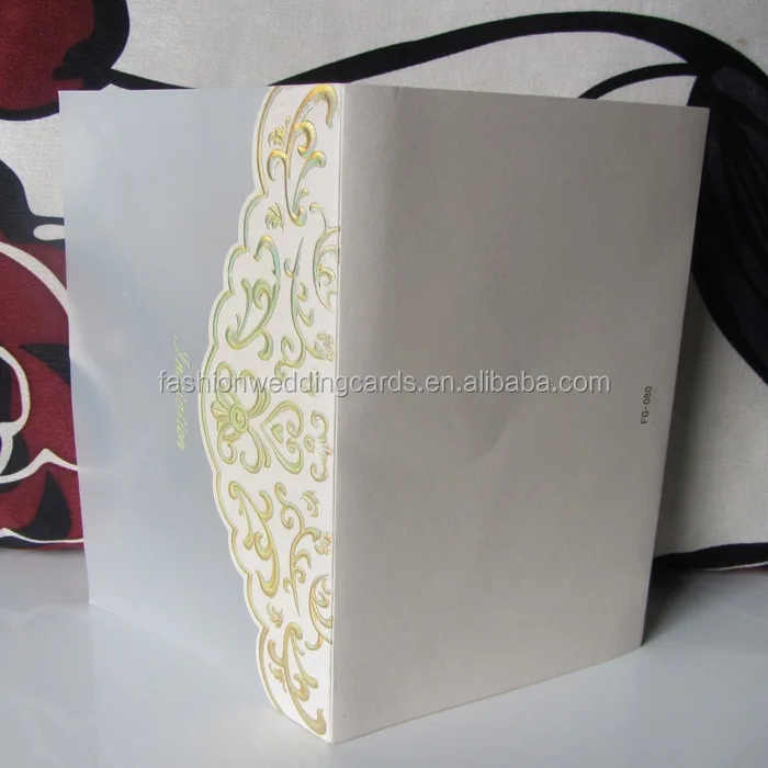 Fancy Printable Hot Foil Gold Embossed White Greeting Card Wedding Invitations custom thank you cards