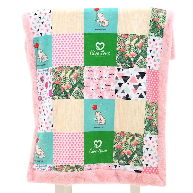 Free Sample Modern Patchwork Picnic Baby Girl Minky Blanket