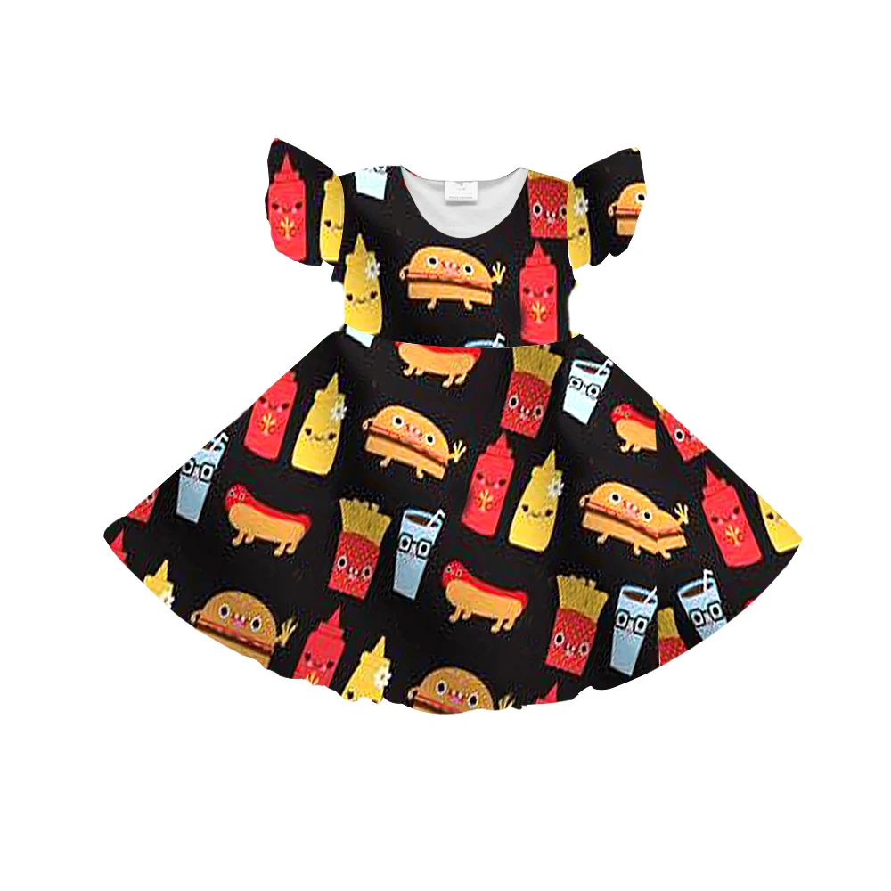 
Latest children clothing 5 year old girl dress wholesale baby girl twirly dress 