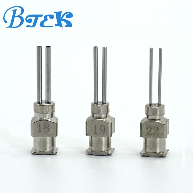 Stainless Steel Two Pipe Luer Lock Blunt Needles dispensing needle