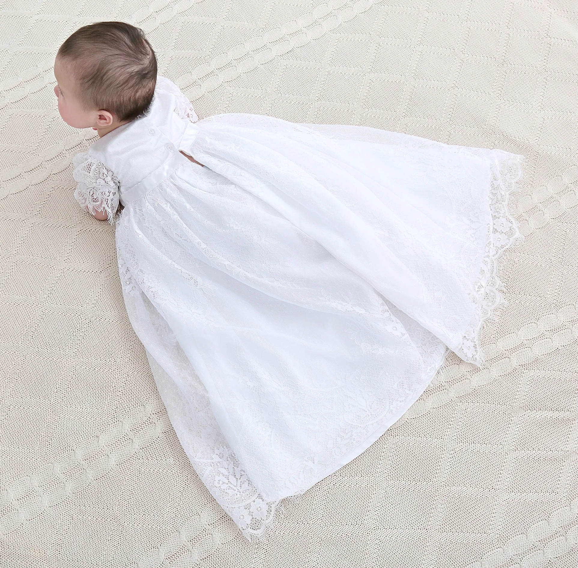 Nimble Cheap 2pcs/Set 100% Polyester Girl Baptism Gown Lace Christening Dress White New Born Baby Girl Baptism Dress