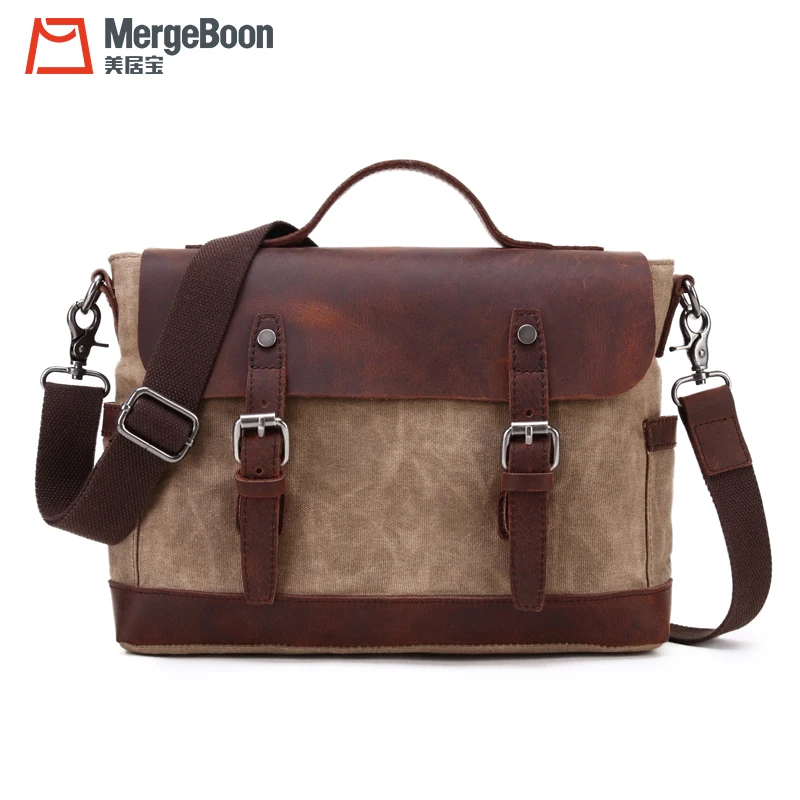 Design retro genuine leather computer laptop briefcase men