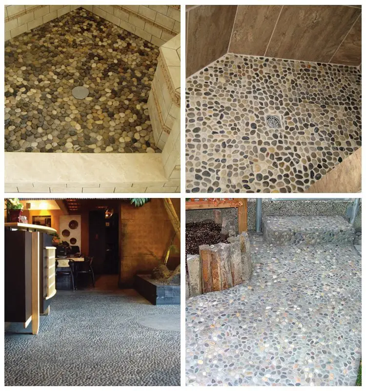 
Pebble Stepping Stone White Pebble Tiles For Floor Shower 