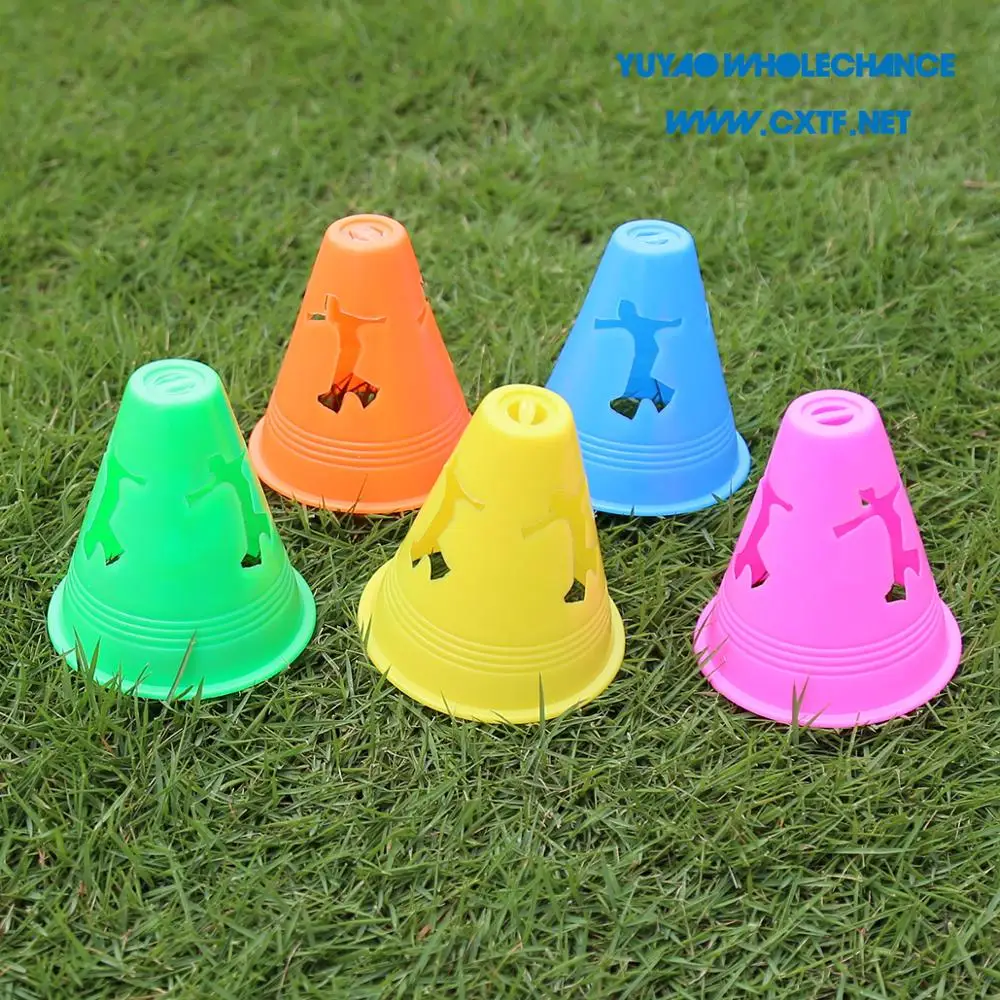 3 inch Wind Proof Soft Polyethylene(PE) Material Sports Agility Slalom Marker Cones With Human Figure Cut-outs