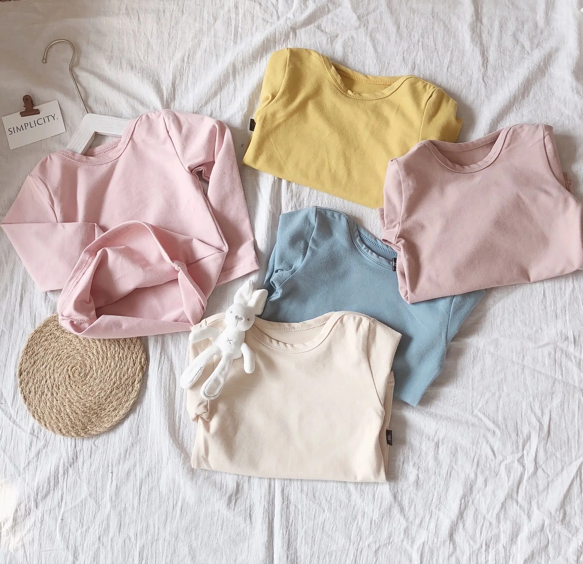 Bulk blank t-shirts Korean style one-collar bottom shirt cotton quality kids t shirt