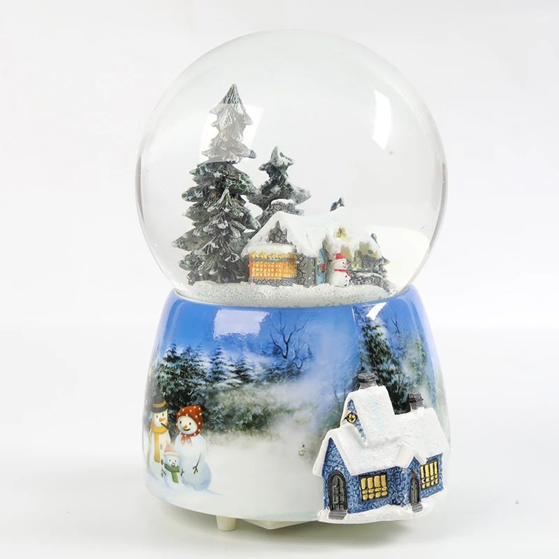 New style glass snow ball christmas gift clockwork music box