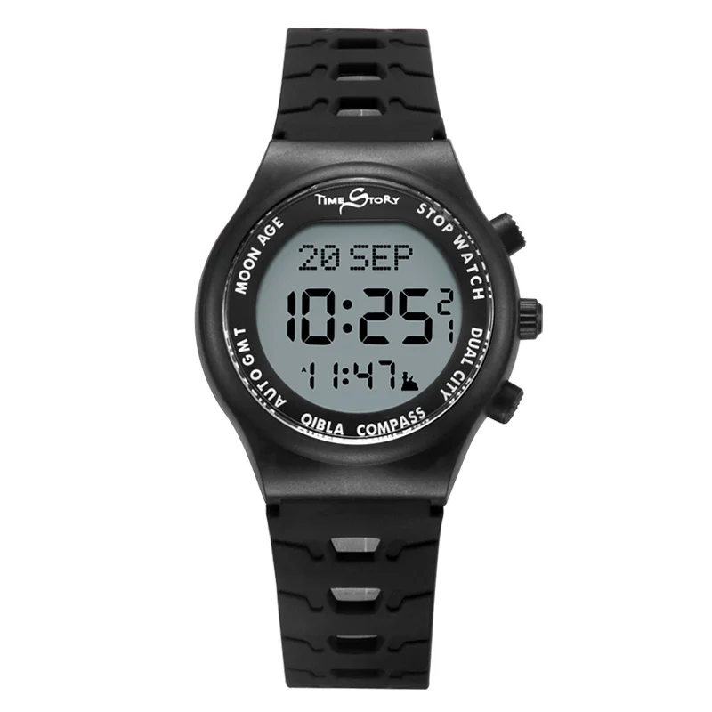 Wholesale azan prayer watch Muslim wrist sports azan watch Islam qibla compass watch
