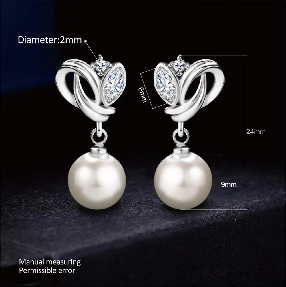 Top Quality Imitation Pearl Pendant Earring Rose Gold Color  For Women  Fashion Jewelry For Anniversary Gift Wholesale E224 E166