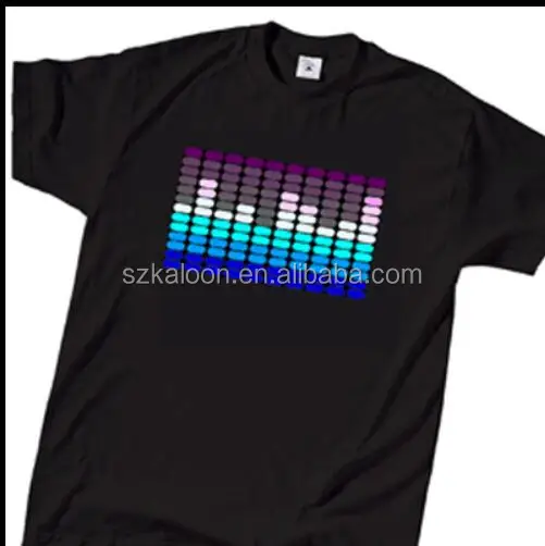 EL T-Shirt Sound Activated Flashing T Shirt Light Up Down Music Party Equalizer LED T-Sh EL t shirt Promotional LED t shirt