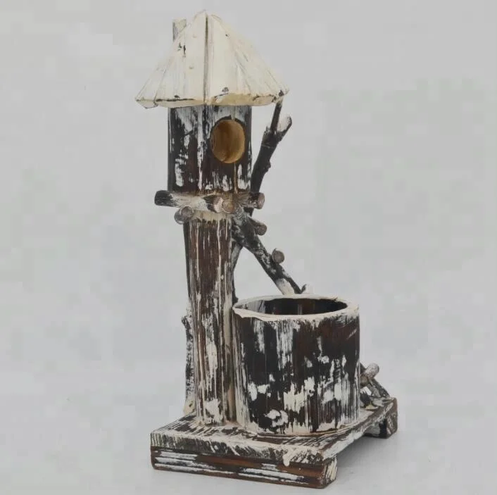 Handmade natural wooden bird cage outdoor