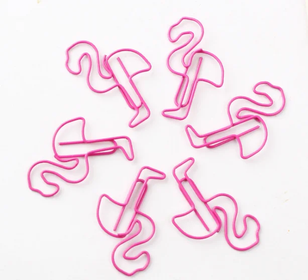
Stationery Promotional bookmark flamingo bird shape cute metal letter paper clip 
