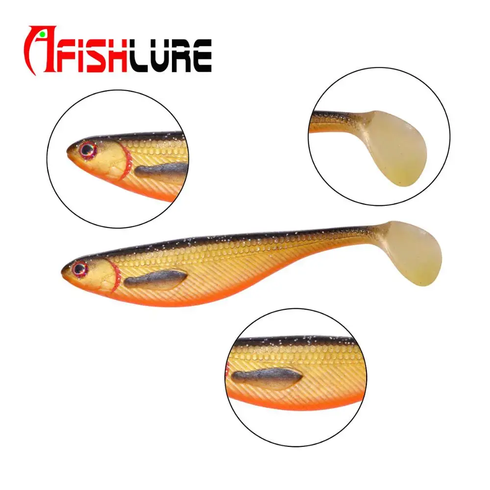 Custom colors soft fishing lure 100mm 6g 3pcs a bag soft baits Painting Paddle Tail Soft Fish