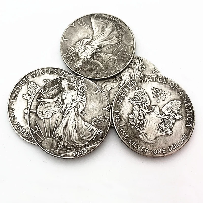Statue of liberty, 1900 antique bronze coin, handicraft, eagle old coins