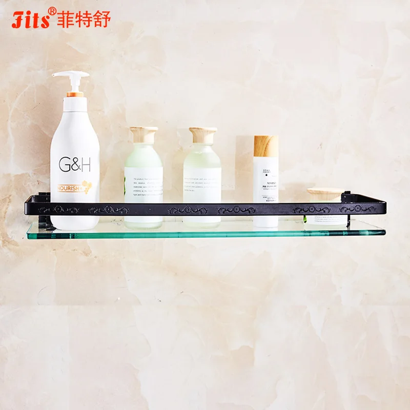 Aluminum Wall-mounted Glass Bathroom Shelf