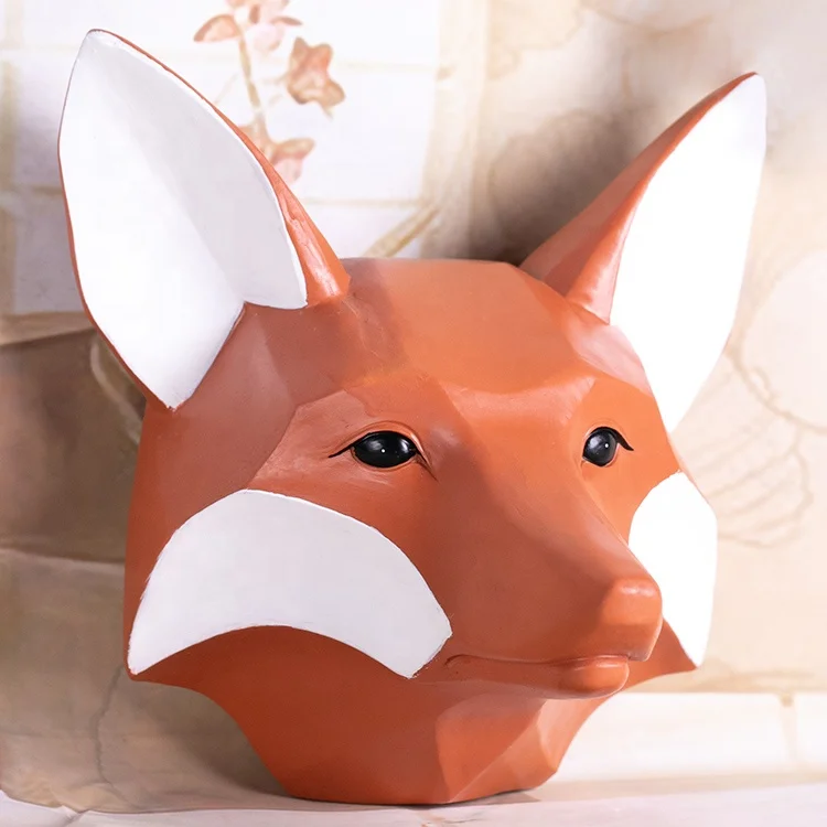 geometrical wall hanging various sizes and shapes fox and bull resin animal head