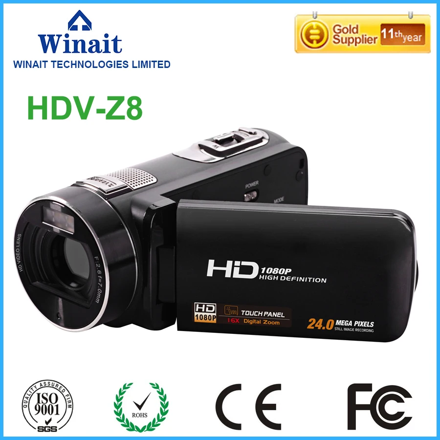 Hight-guality and popular 24MP full hd 1080p digital video camera HDV-Z8 with 3.0' TFT display 16x digital zoom