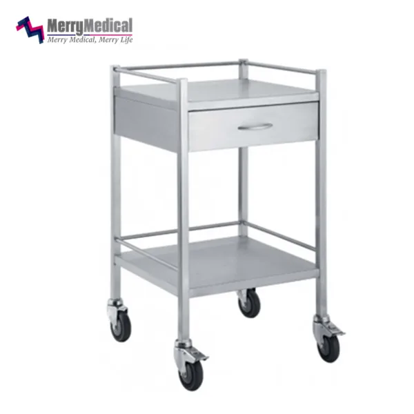 One Drawer Stainless Steel Trolley Hospital Mobile Cart