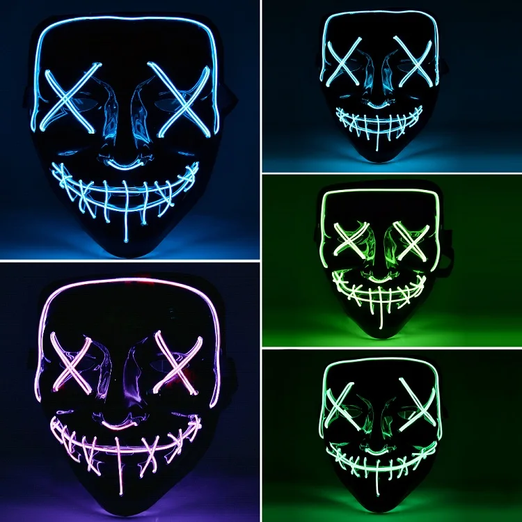 
Best seller Neon El Wire Lighting Up Glow Mask Halloween Led Mask 
