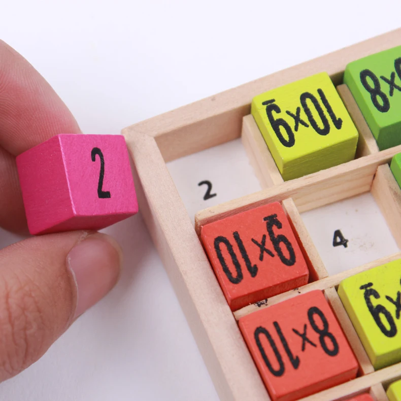 Kids wooden math educational toys calculating board multiplication table blocks
