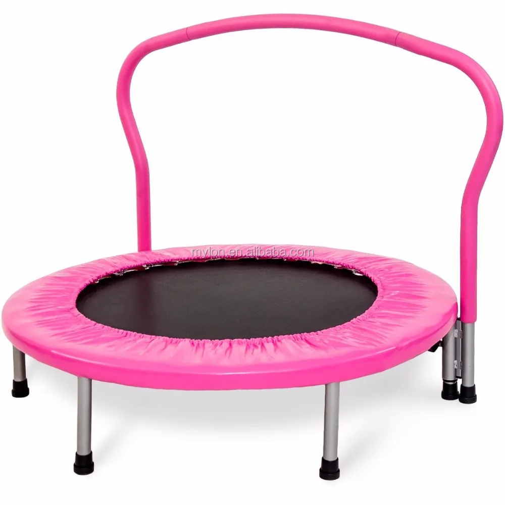 Mini Exercise Trampoline for Adults - Indoor Fitness Rebounder with Adjustable Handle Bar for Kids - with Cover