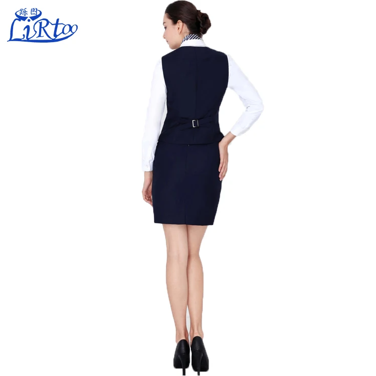 Fashion long sleeve airline hostess uniform for women flight attendant uniform