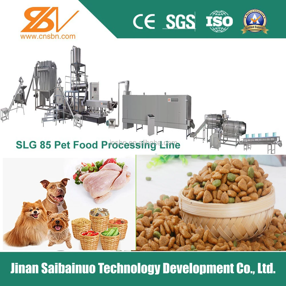 Stainless steel continuous automatic dog pet food pellet processing extruder machinery plant