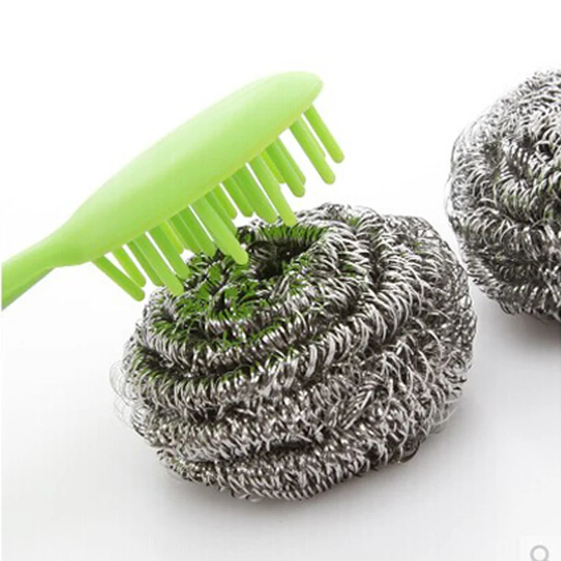 Кухонный горшок и сковорода, стальная проволочная щетка с пластиковой ручкой