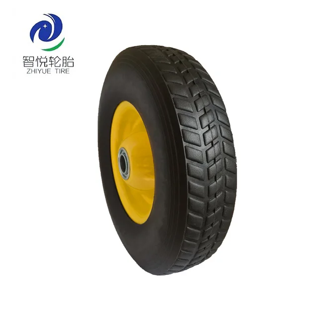 10 inch semi-pneumatic rubber wheel with bearing for wheelbarrow, garden trailer, trolley
