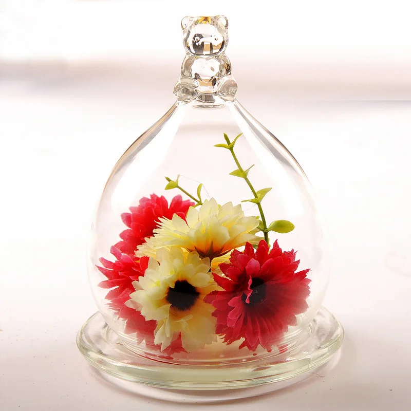 Wholesale Cheap Transparent Dome Glass Hood With Round Wood Base Glass cloche with Oak base for Valuable Gifts Decoration