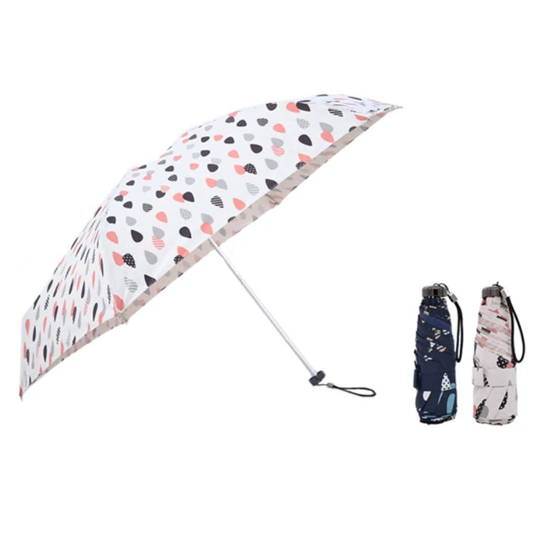 manual open travel umbrella with light weight 20 inch 6 panels 5 folding uv protection pocket parapluie umbrellas