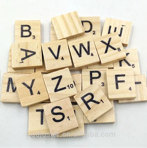 
100 pcs Wooden Alphabet Tiles Black Letters & Numbers For Kid Child 