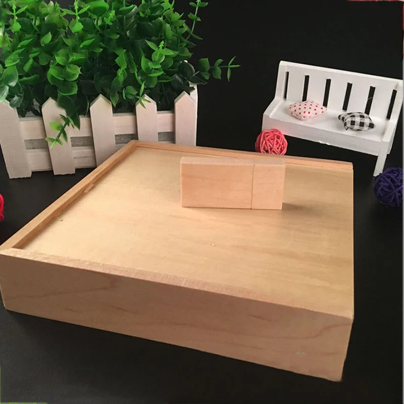 Custom USB flash drive wedding photo gift packaging wooden keepsake box