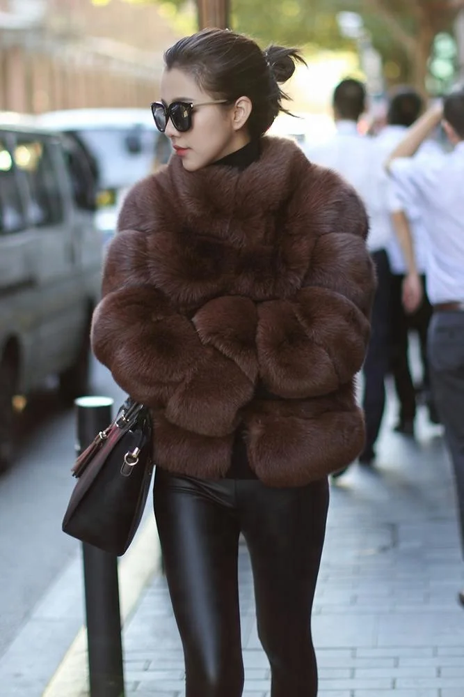 Women Coats Winter 2018 Ombre Clothing Ladies Faux Fur Coats