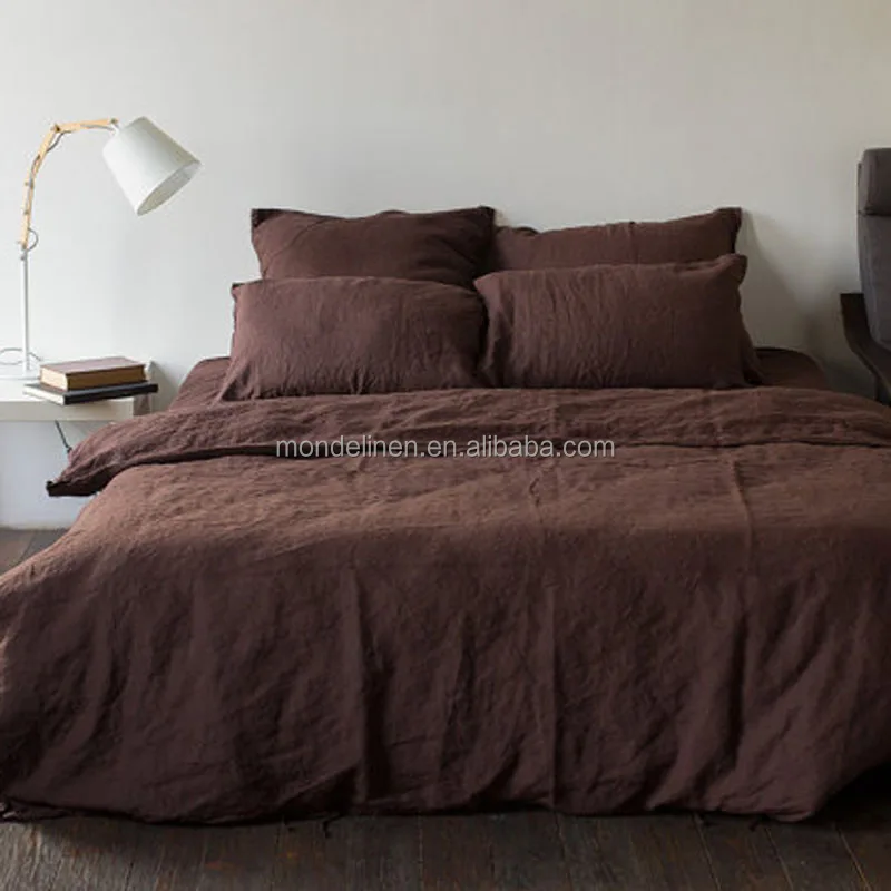 100% Pure Linen Natural Stone Washed Bed Linen Bed Sheet Duvet Cover Set