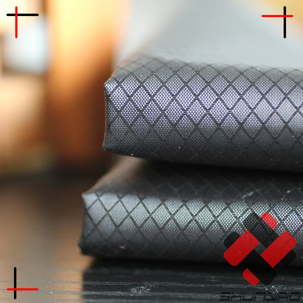 
wholesale cheap polyester oxford Shiny Diamond lattice dobby ripstop with PVC bonded school bag fabric 