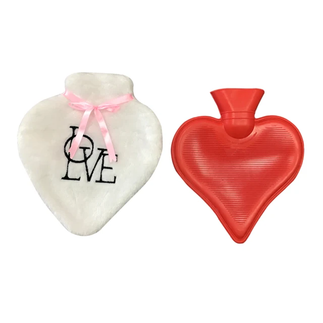 Cute Heart Shape Hot Water Bottle Bag with Plush