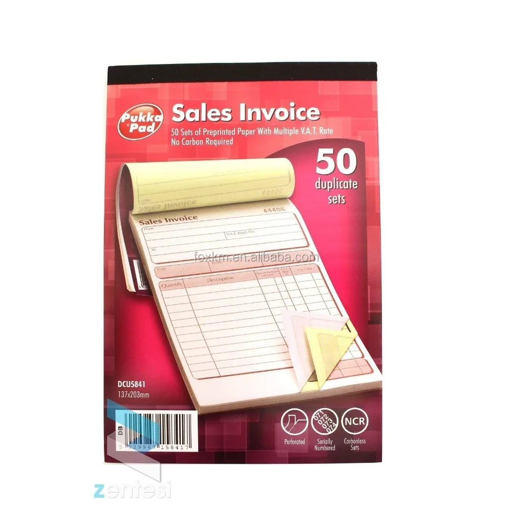 PERSONALISED A4/A5/A6 NCR Invoice/receipt book, pad (Duplicate)