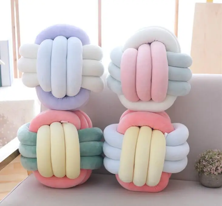 Плетеная пряжа вязаный красочный узел мяч плюшевая декоративная подушка-Декор для дома офиса дивана