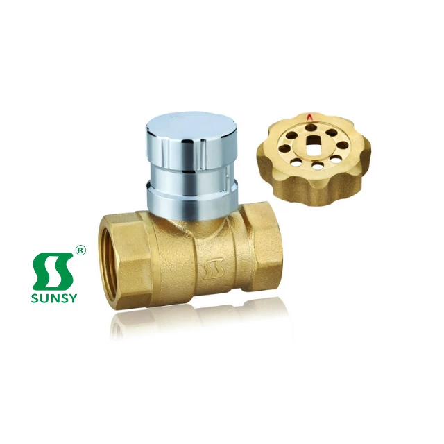 Yuhuan shunshui sunsy factory 2 pieces PN16 CW617N lockable BSP NPT female male end thread brass ball lock valve with handle key