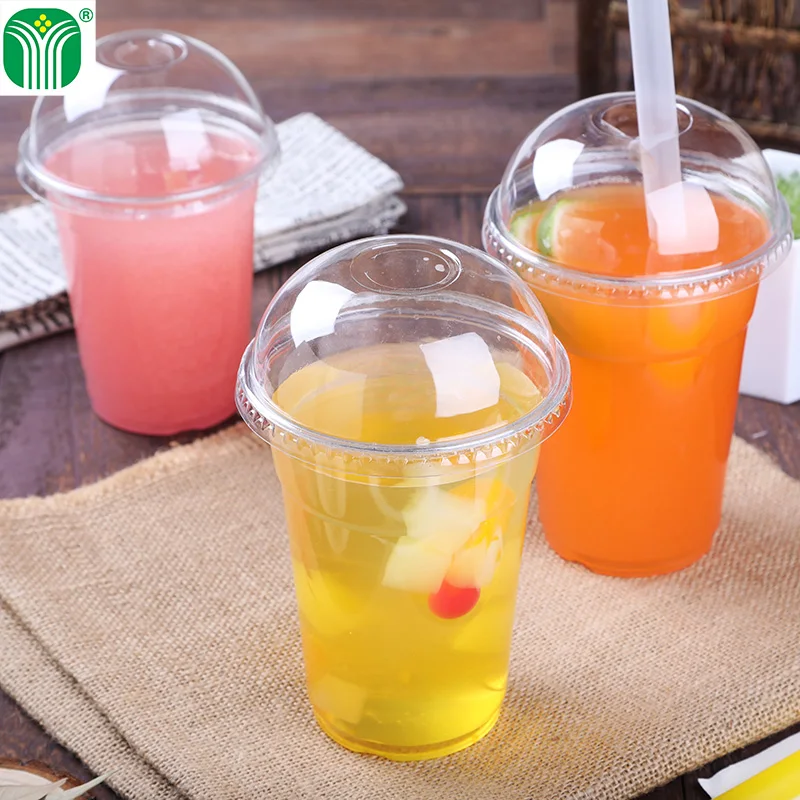 
custom disposable clear plastic cup with lid and straw 