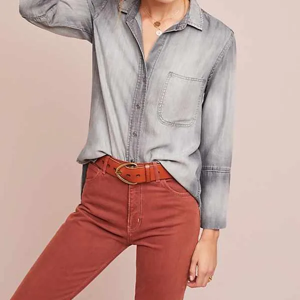 Female shirt blouse custom high quality latest design korean light pink blouse