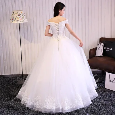 
Korean Fancy bride dress Off Shoulder Heavy Beaded wedding dress bridal gowns 