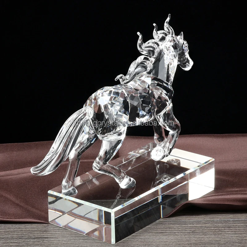 Shining crystal glass horse figurine the chinese zodiac crystal animal